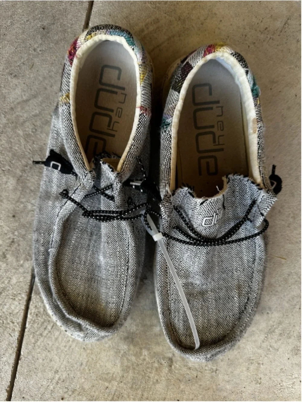 Hey Dude Wally Funk Etno Grey Mens 9 Casual Slip On Loafers Flex Fold Shoes